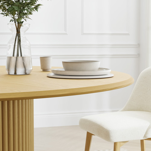 52" Natural Solid Wood Pedestal Base Round Top Dining Table