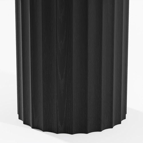 60" Black Solid Wood Pedestal Base Round Top Dining Table