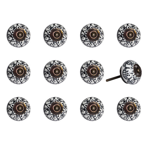 Homeroots Home Decor 1.5 X 1.5 X 1.5 Inches Black White Copper Knobs 12 Pack