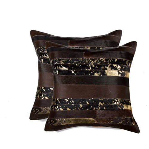 Homeroots Home Decor 18 X 18 X 5 Inches Gold and Chocolate Pillow 2 Pack