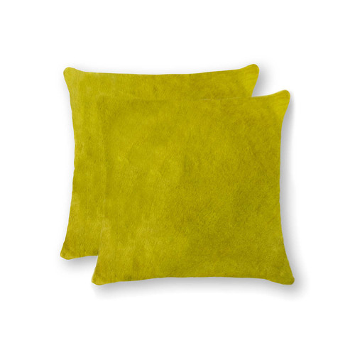 Homeroots Home Decor 18 X 18 X 5 Inches Yellow Cowhide Pillow 2 Pack