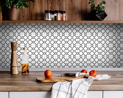 7" X 7" Black and White Prism Peel and Stick Removable Tiles