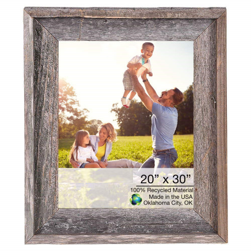 Homeroots Home Decor Natural Weathered Grey Picture Frame with Plexiglass Holder, 20 X 30 inches