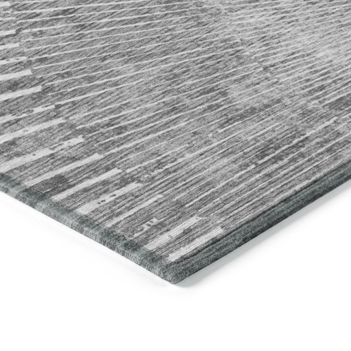 8' Round Gray and Ivory Round Abstract Washable Non Skid Indoor Outdoor Area Rug