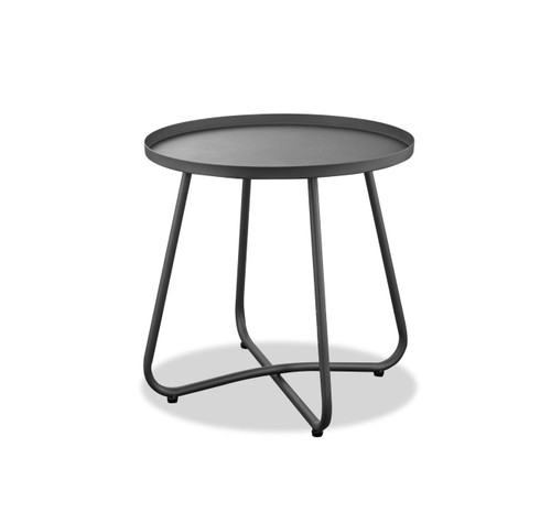 Homeroots Living Room Gray Aluminum Indoor Outdoor Round End Table