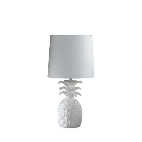 17" White Pineapple Table Lamp With White Empire Shade