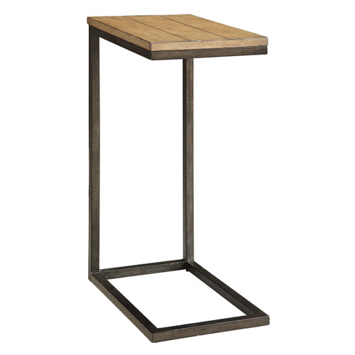 Homeroots Living Room 25 Inches Black and Oak Solid Wood Rectangular End Table