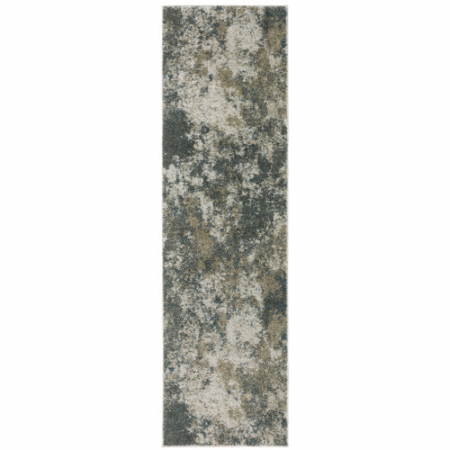 Homeroots Home Decor 3' x 5' Grey Gold Blue Orange Beige Brown Abstract Power Loom Stain Resistant Area Rug