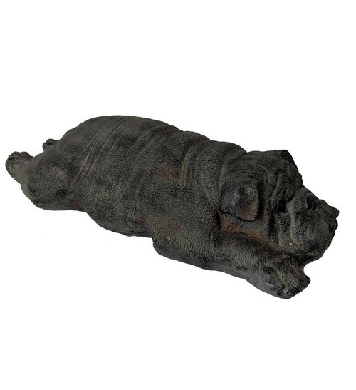 Homeroots Outdoors Sleepy Bulldog Indoor Outdoor Statue, Polyresin Material, 6 Inches Height