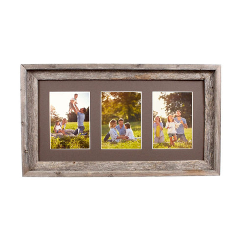 5" x 7" Gray Solid Wood Hanging Picture Frame with Mat