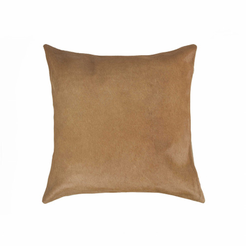 Homeroots 18 X 18 Tan Cowhide Throw Pillow