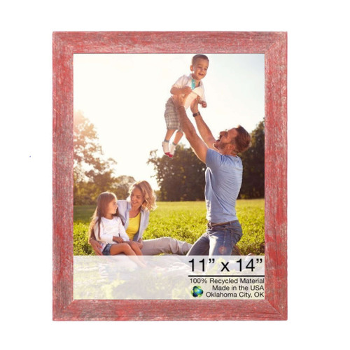 Homeroots Home Decor Rustic Farmhouse Red Wood Frame, Red, 11 x 14 Inch