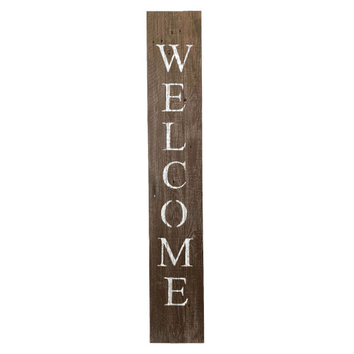 Homeroots Home Decor Rustic Espresso Brown and White Front Porch Welcome Sign