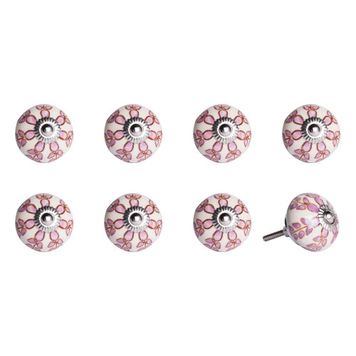 Homeroots Home Decor 1.5 X 1.5 X 1.5 Inches Hues of White Pink and Burgundy Knobs 8 Pack