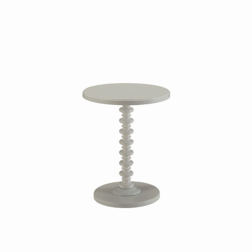 Homeroots Living Room Fun White Wood Pedestal End Table, White, Wooden