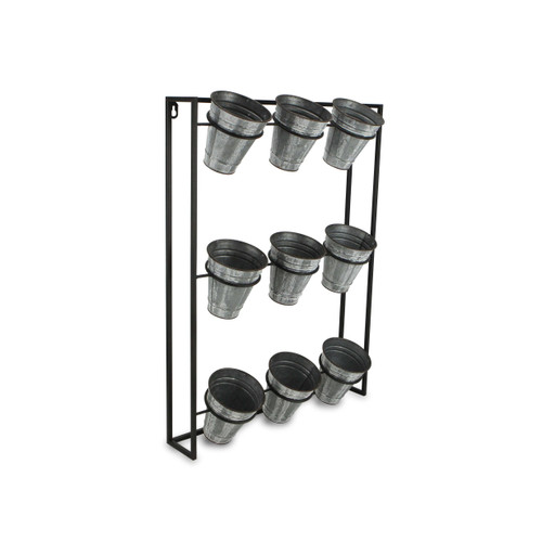 24" X 18" Black And Silver Metal Rectangular Wall Planter