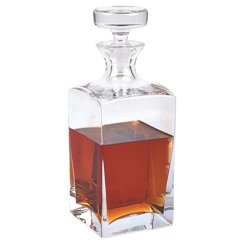 Homeroots Home Decor European Mouth Blown Lead Free Crystal Liquor Decanter, Clear