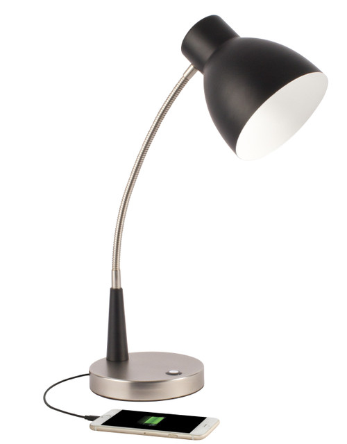 Homeroots Lighting Black Matte and Silver LED Adjustable Desk Lamp