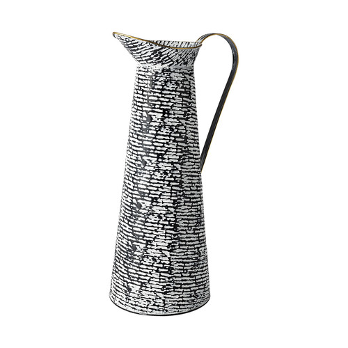 20" Black And White Cylinder Metal Urns Jars