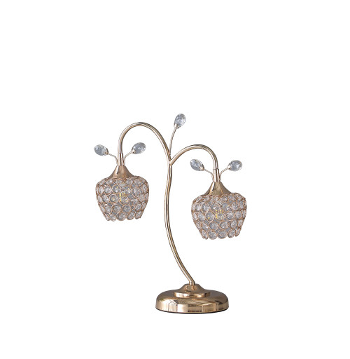 Homeroots Lighting 17? Gold And Crystal Floral Metal Table Lamp, Gold Finish, 17.25 Inch Height