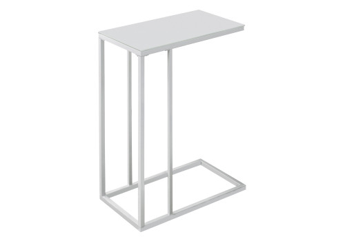 Homeroots Living Room White Metal Tempered Glass Accent Table, 18.25 x 10.25 x 24 inches