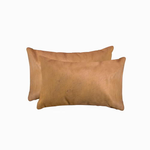 Homeroots Home Decor 12 X 20 X 5 Inches Tan Cowhide Pillow 2 Pack