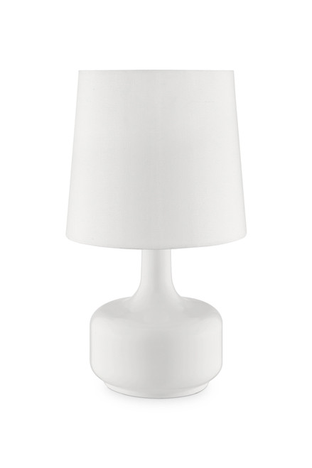 Homeroots Lighting 17" White Metal Bedside Table Lamp, Off-White Shade