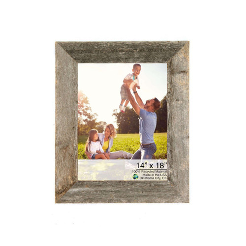 14" x 18" Gray Solid Wood Hanging Picture Frame