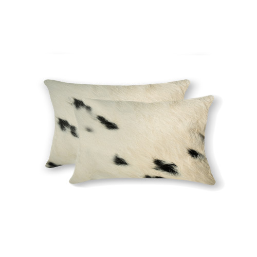 Homeroots Home Decor 12 X 20 X 5 Inches White and Black Cowhide Pillow 2 Pack
