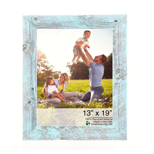 13" x 19" Blue Solid Wood Hanging Picture Frame