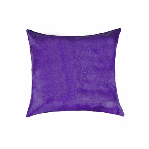Homeroots Hand Stitched Purple Natural Cowhide Decorative Pillow