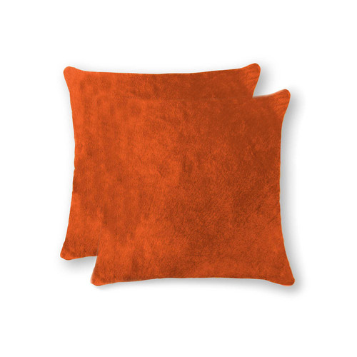 Homeroots Home Decor 18 X 18 X 5 Inches Orange Cowhide Pillow 2 Pack