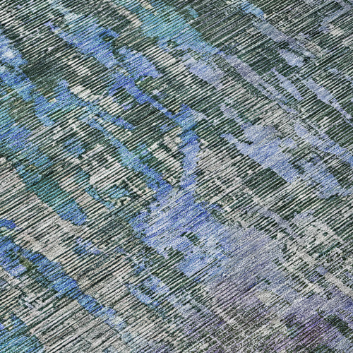 3' X 5' Fern Green Abstract Washable Indoor Outdoor Area Rug