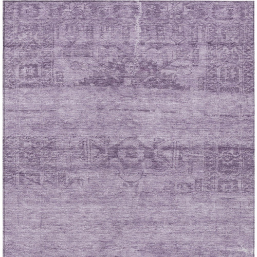 9' X 12' Plum And Purple Medallion Washable Indoor Outdoor Area Rug