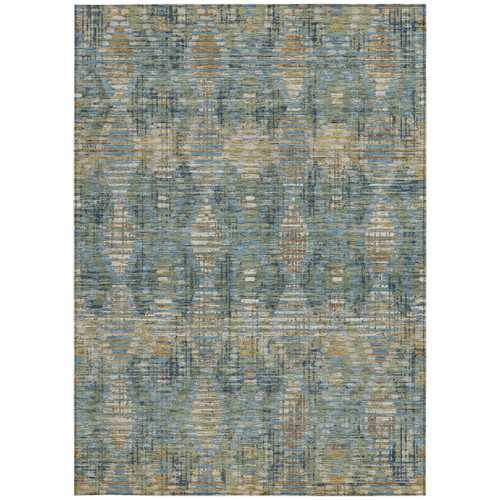 3' X 5' Green And Gray Floral Medallion Washable Indoor Outdoor Area Rug