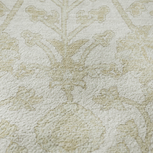 5' X 8' Ivory And Beige Floral Washable Area Rug With UV Protection