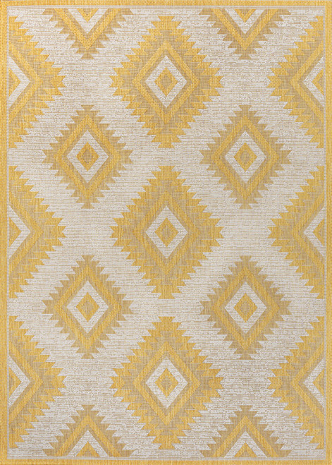 5' X 8' Yellow And Cream Moroccan Indoor Outdoor Area Rug
