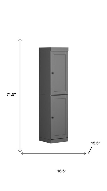 72" Gray Solid Wood Two Door Pantry Or Storage Closet