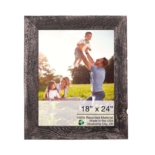 Homeroots Home Decor Rustic Smoky Black Picture Frame with Plexiglass Holder, 18 X 24 inches