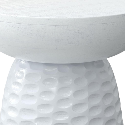 18" White Solid Wood Round Pedestal End Table