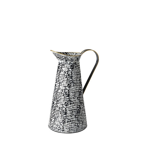 Homeroots Home Decor Petite Black and White Textured Jug Vase, Black and White Finish