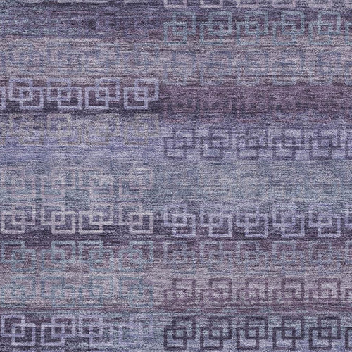 5' X 8' Plum And Purple Striped Washable Area Rug With UV Protection