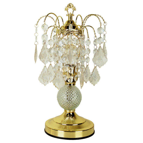 Homeroots Lighting Vintage Gold Glass Chandelier Table Lamp, Gold Finish, 15 Inch Height