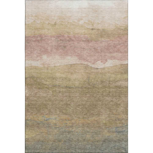 10' X 14' Tan And Beige Striped Washable Area Rug With UV Protection