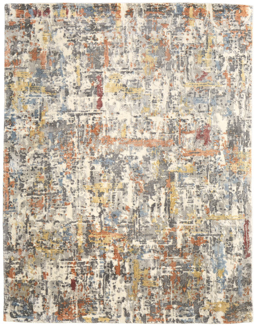 8' X 10' Blue And Ivory Abstract Hand Woven Area Rug