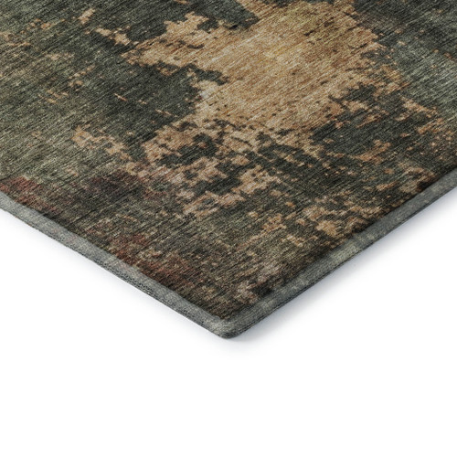 9' X 12' Sage Copper And Gold Abstract Washable Area Rug With UV Protection