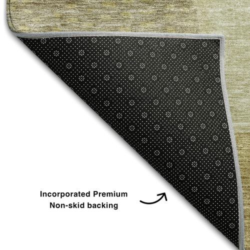 9' X 12' Beige And Gold Geometric Washable Area Rug With UV Protection