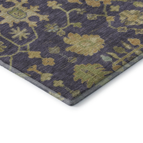 8' X 10' Purple Gold And Blue Floral Washable Area Rug With UV Protection