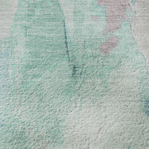 9' X 12' Teal Lavender And Ivory Abstract Washable Area Rug With UV Protection