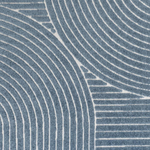 8' X 10' Dark Blue And Cream Striped Indoor Outdoor Area Rug